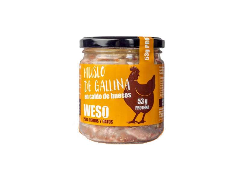 Muslo de Gallina en Caldo de Huesos para Perros y Gatos 330 g