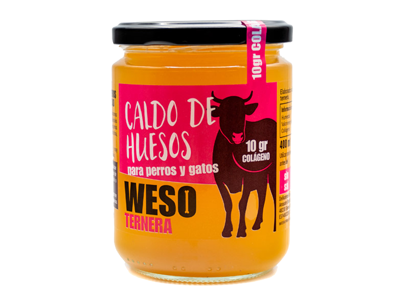 Caldo de huesos de ternera para perros y gatos 400 g