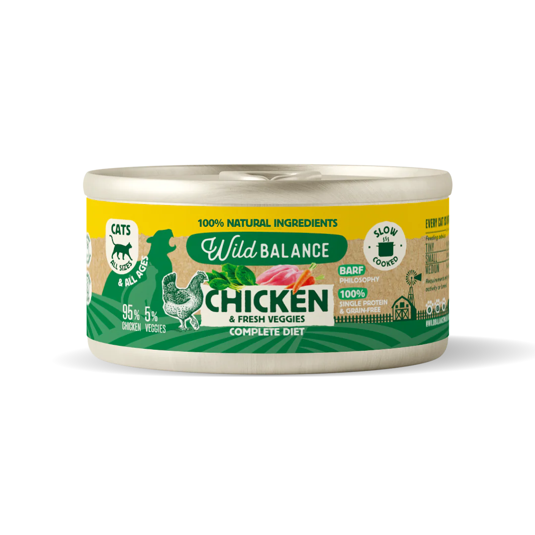 Lata Filosofía BARF de Pollo con verduras frescas cocinado al vapor para Gatos 120 g