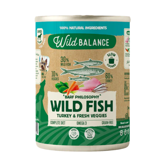 Lata Filosofía BARF de Pescado Salvaje y Pavo para Perros 400 g