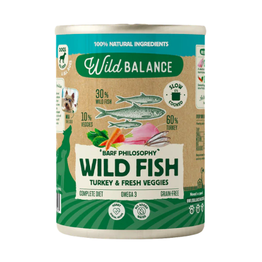 Lata Filosofía BARF de Pescado Salvaje y Pavo para Perros 400 g