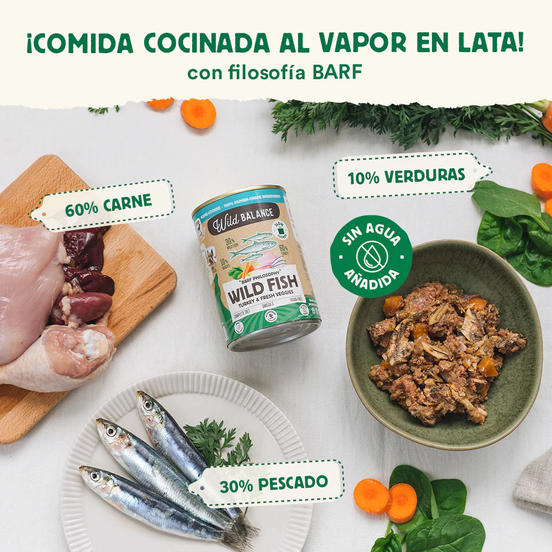Lata Filosofía BARF de Pescado Salvaje y Pavo para Perros 400 g
