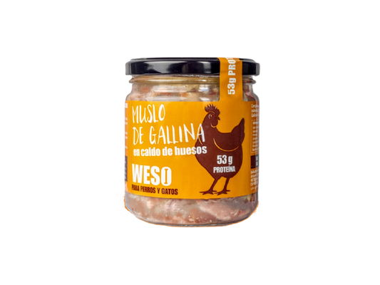 Muslo de Gallina en Caldo de Huesos para Perros y Gatos 330 g